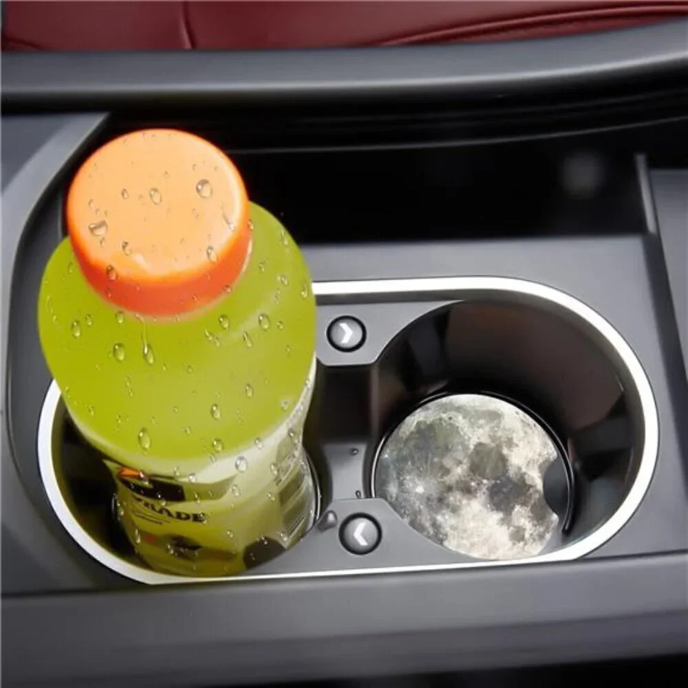 Moon Car Cup Coasters Space Image 2-Pack Cup Holder Anti Slip Rubber Vehicle